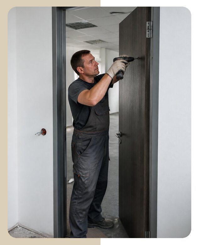 Профессиональный монтаж двери в офис в Луге с гарантией